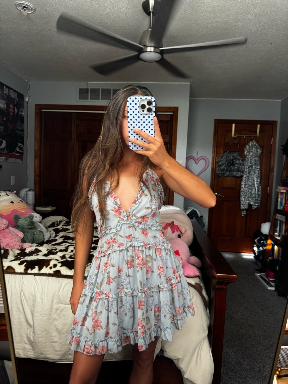 Windsor Blue Floral Ruffled Mini Dress